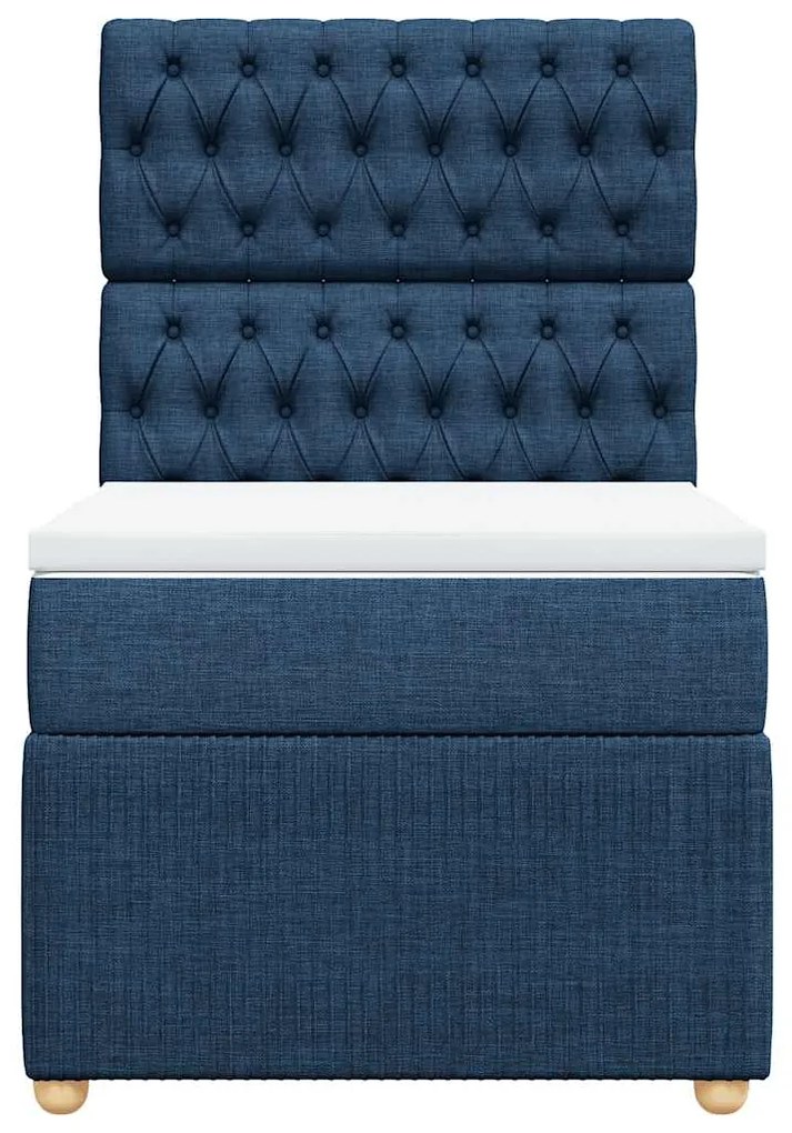 Cama com molas/colchão 90x200 cm tecido azul