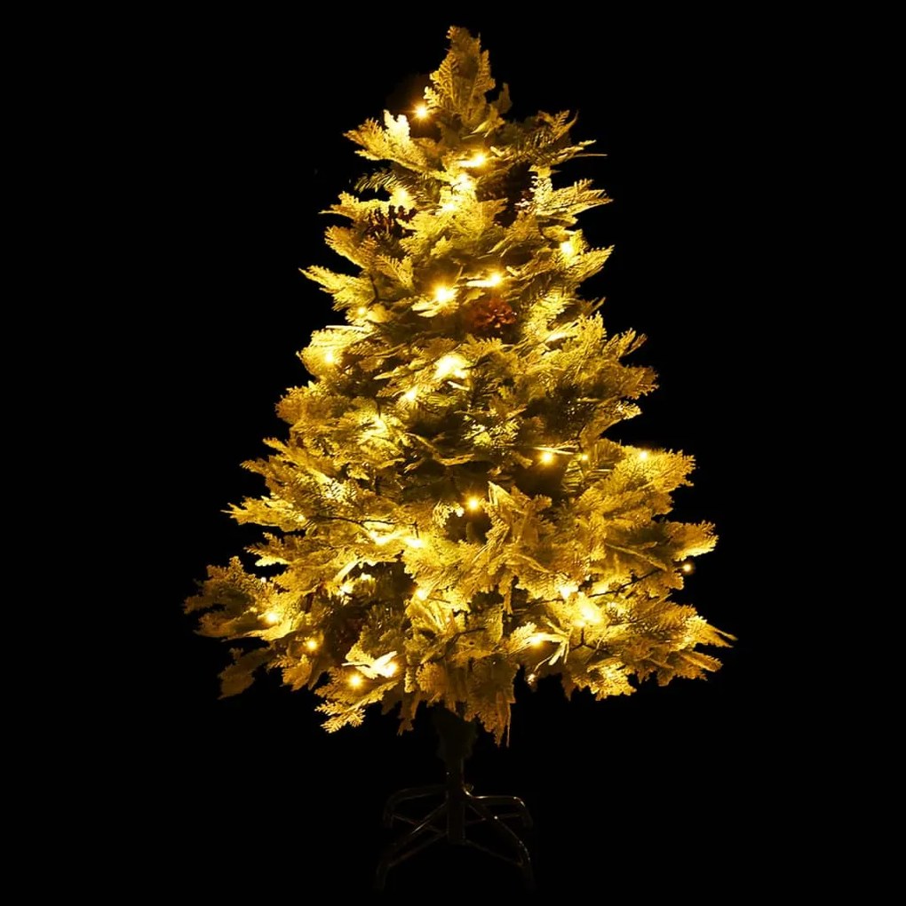 Árvore de Natal com pinhas pré-iluminada 120 cm PVC e PE verde