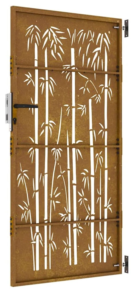 Portão de jardim 85x175 cm aço corten design bambu