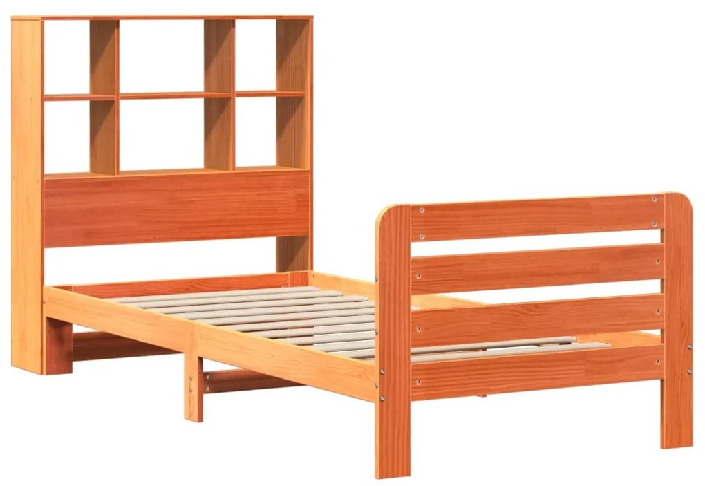 Cama sem colchão 75x190 cm madeira de pinho maciça castanho-mel