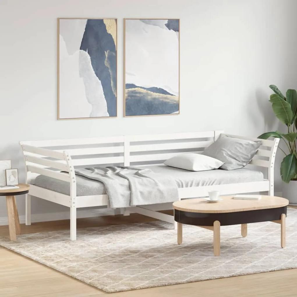 Sofá-cama 100x200 cm madeira de pinho maciça branco