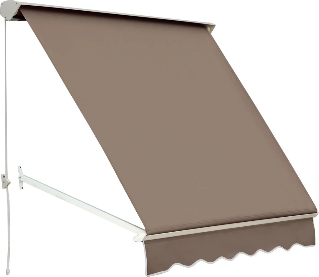 Outsunny Toldo banne Manual Inclinação ajustável Alumínio Poliéster impermeabilizado 70L x 180l cm Taupe Claro | Aosom Portugal