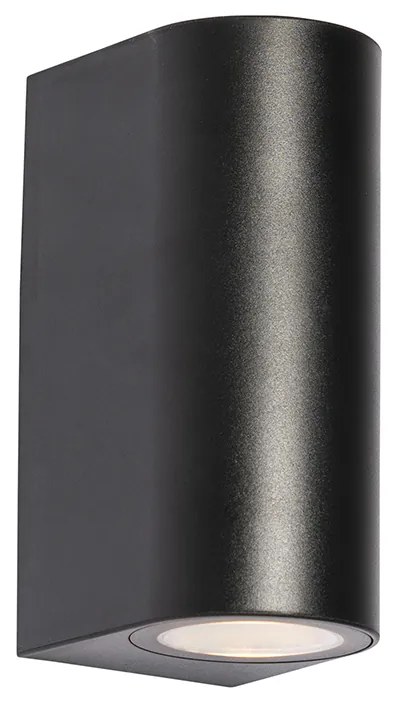 Candeeiro de parede exterior moderno em plástico preto oval 2 luzes - Baleno