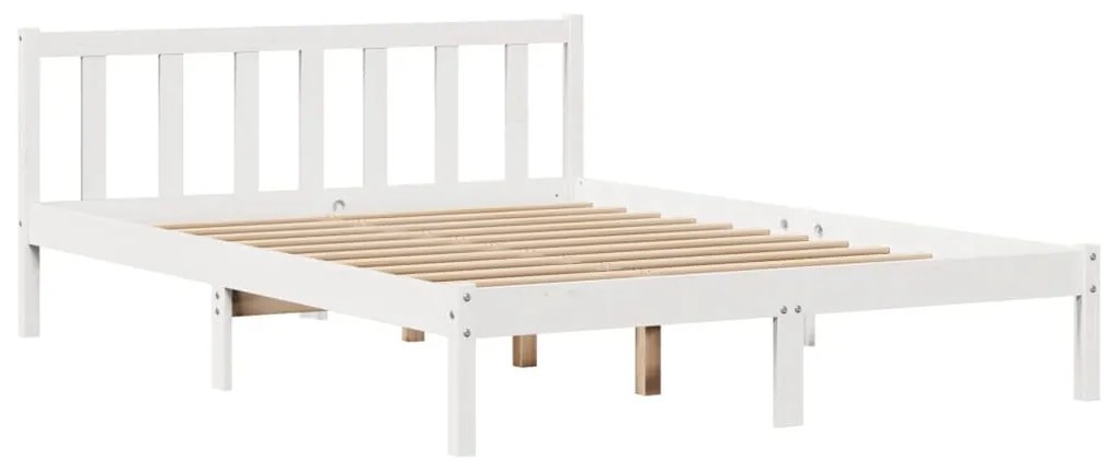 Cama sem colchão 140x190 cm madeira de pinho maciça branco