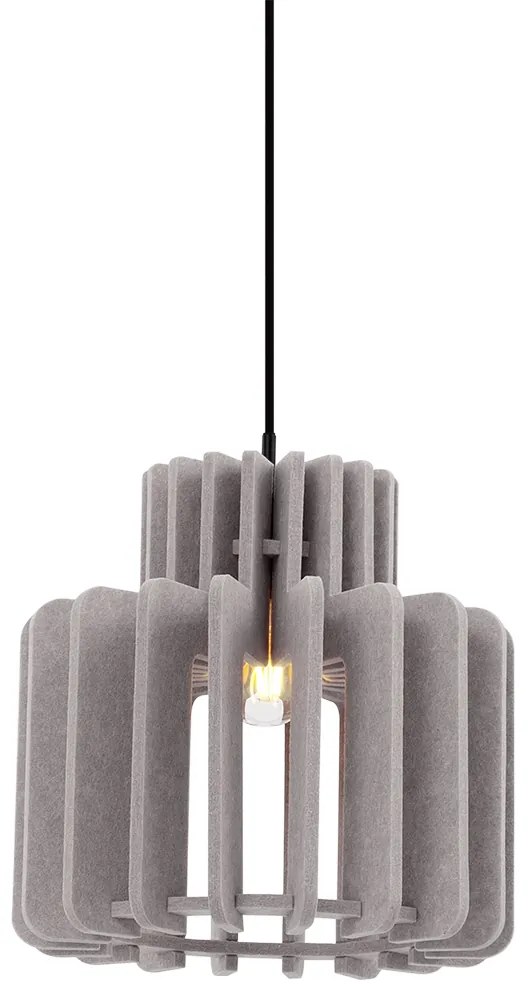 Candeeiro suspenso retro preto com abajur taupe - Felt Retro