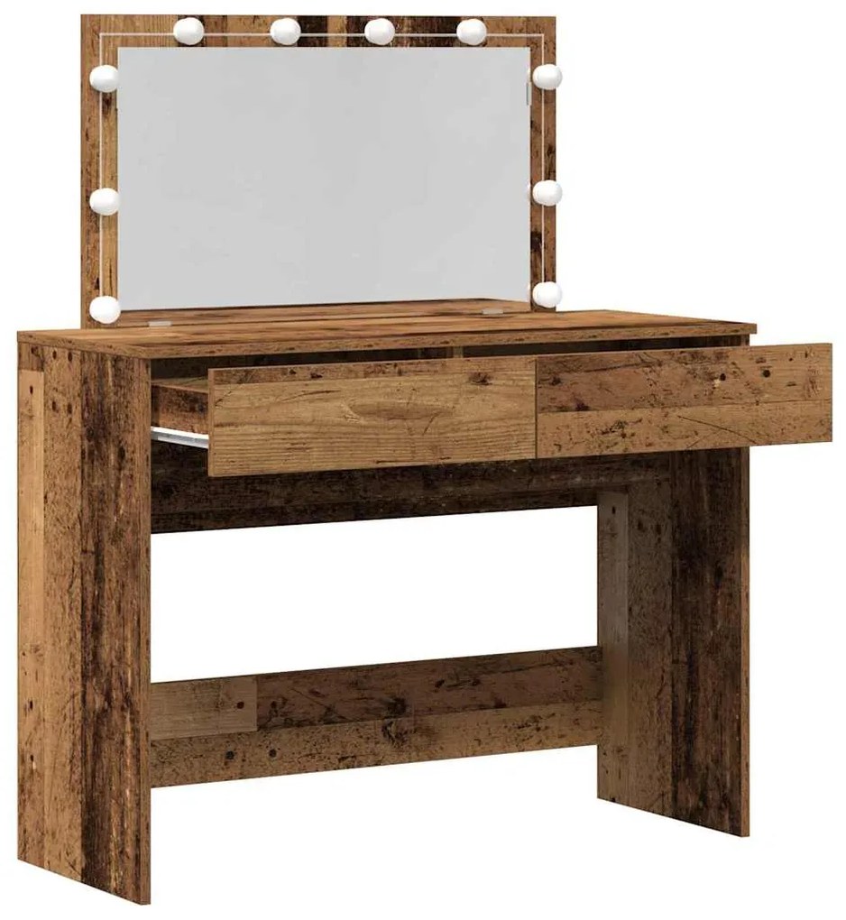 Mesa de Maquiagem com LED Madeira Velha 100x40x120 cm