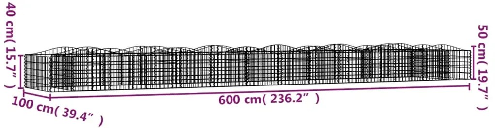 Canteiro elevado gabião arqueado 600x100x50cm ferro galvanizado