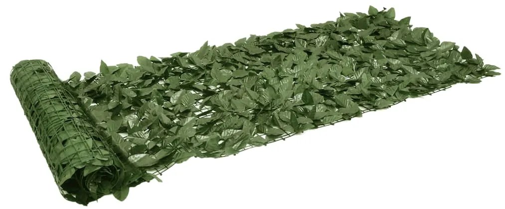 Tela de privacidade p/ varanda c/ folhas 600x75 cm verde-escuro