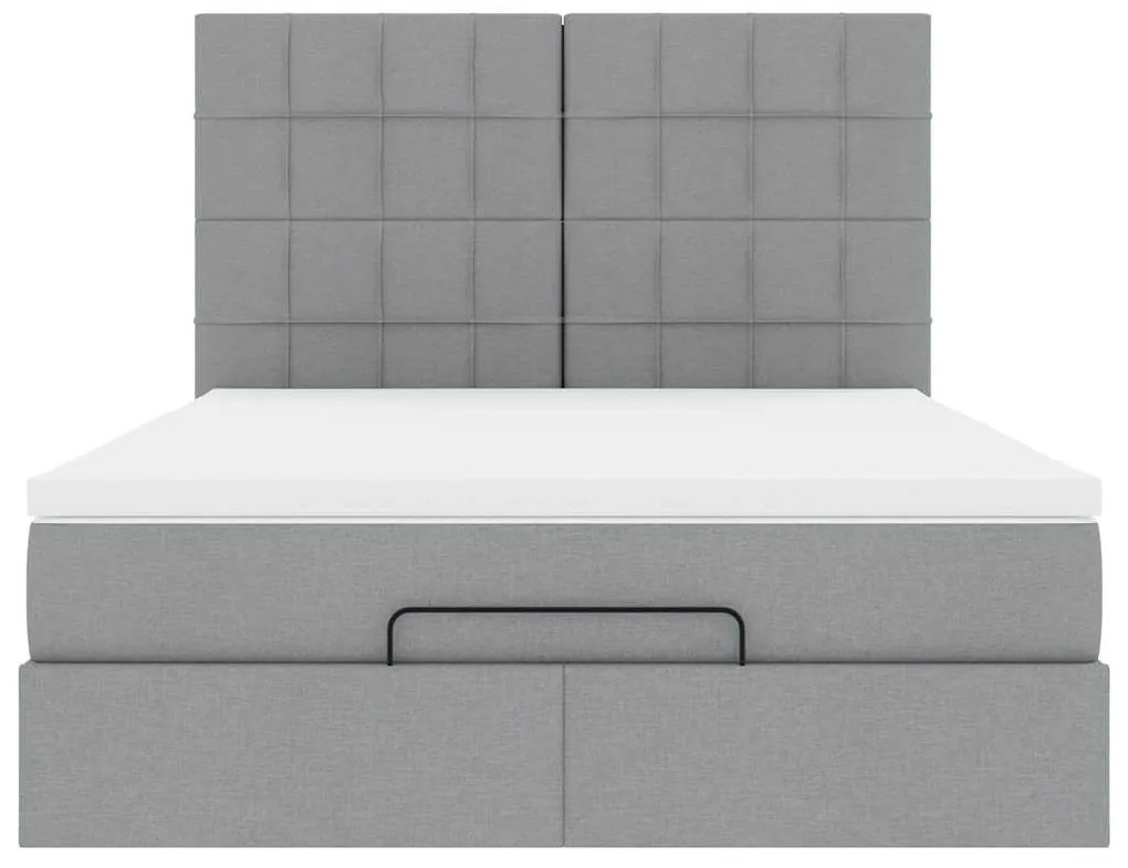 Estrutura de cama otomana com colchão 140x190 cm cinzento claro