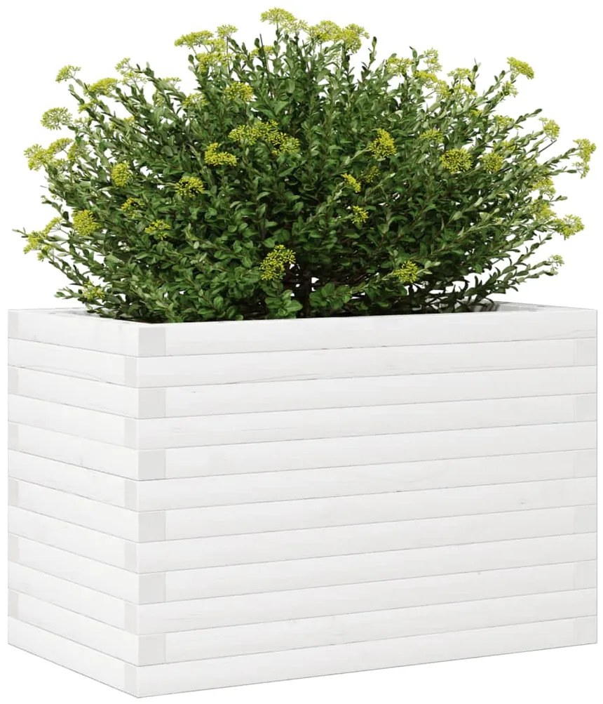 Vaso/floreira de jardim 70x40x46 cm madeira pinho maciça branco