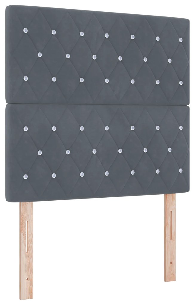 Cama Box Spring com Colchão & Banco Cinza Escuro 100x200 cm Veludo