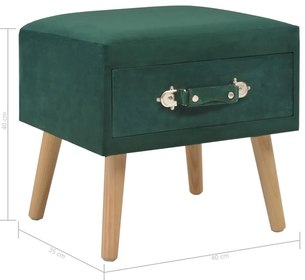 Mesa de cabeceira 40x35x40 cm veludo verde