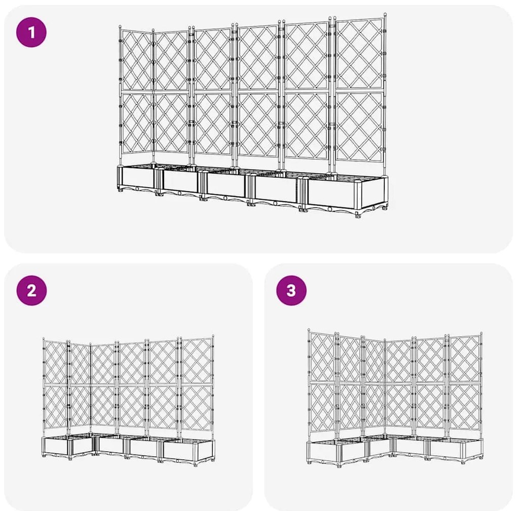 Vaso de Jardim com Treliça 5 pcs Branco 120x120x125.5 cm