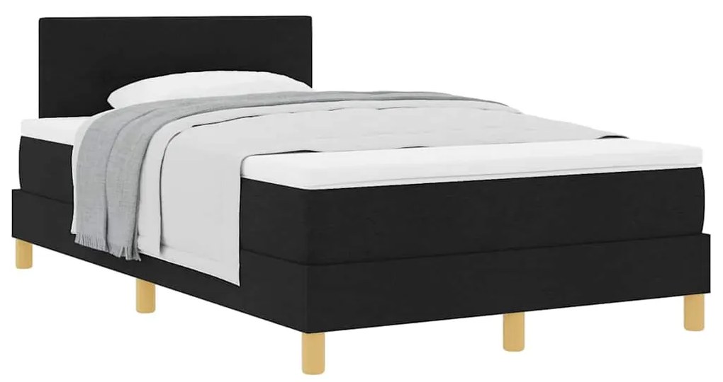 Cama Box Spring com Colchão Preta 120x200 cm Tecido