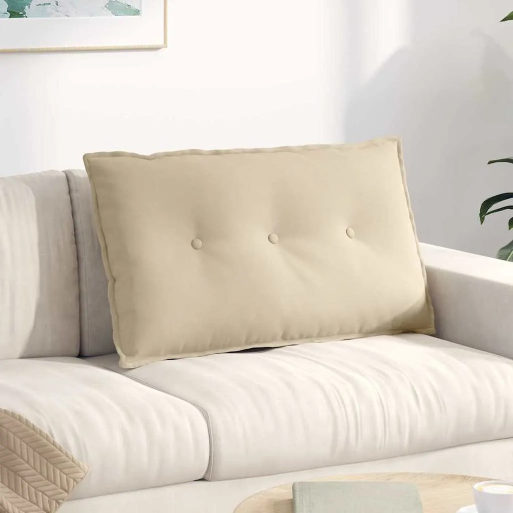 vidaXL Travesseiro para Costas Creme 80 x 50 cm Tecido de Microfibra