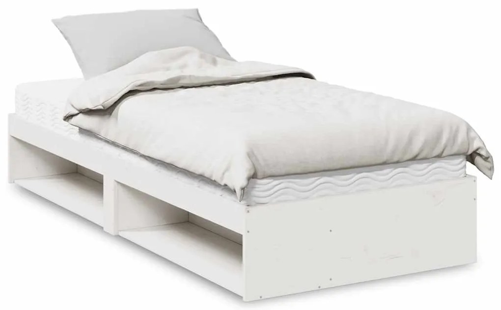 vidaXL Sofá-cama com colchão 90x190 cm madeira de pinho maciça branco