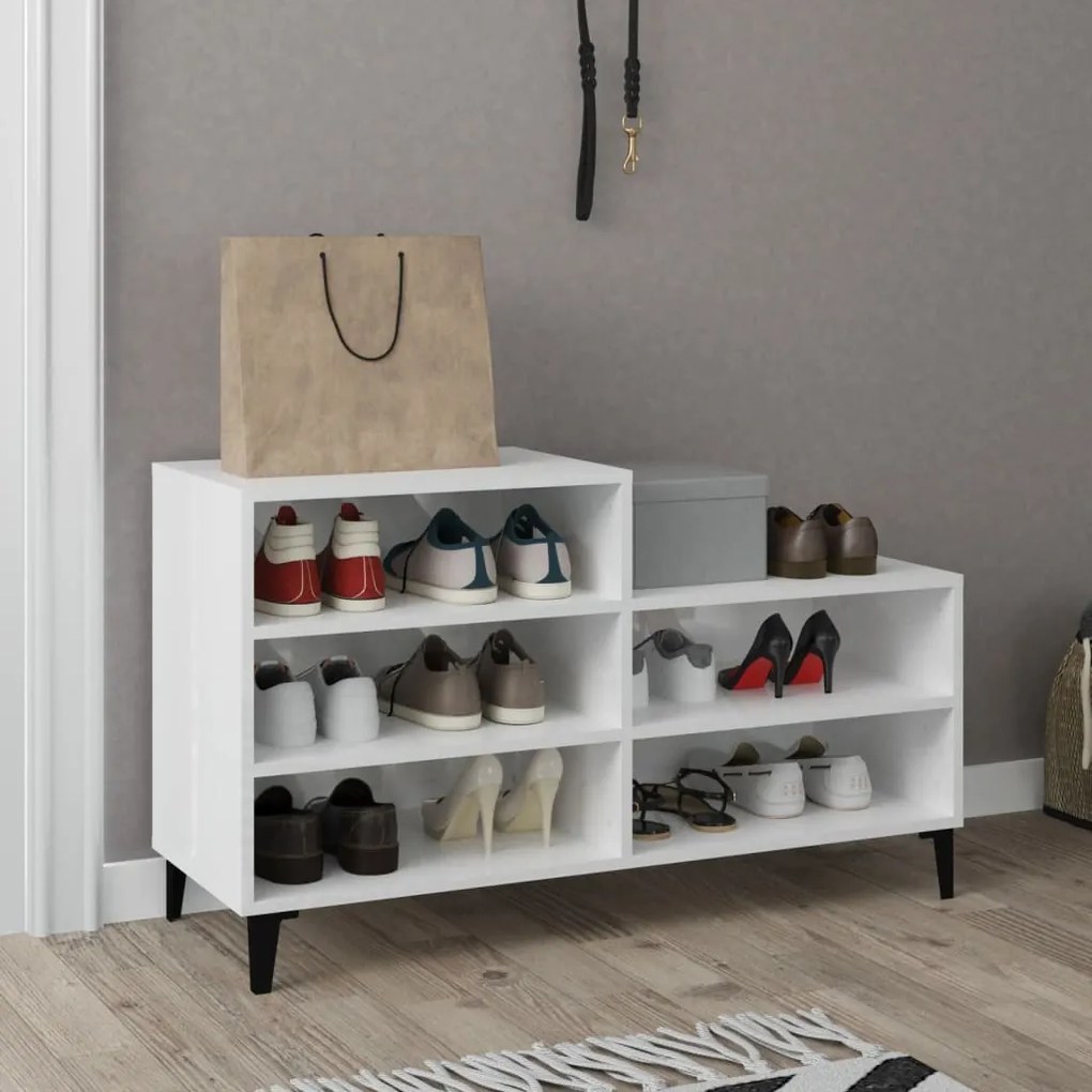 vidaXL Sapateira 102x36x60 cm derivados de madeira branco brilhante