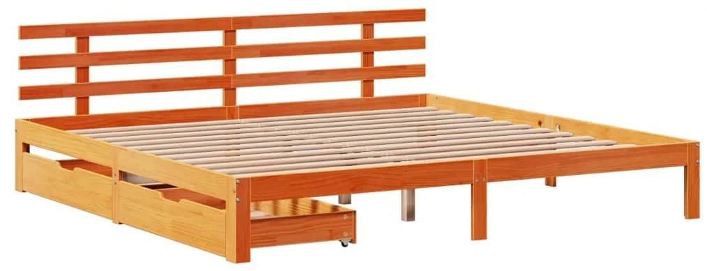 Estrutura de cama c/ gavetas 180x200 cm pinho castanho cera