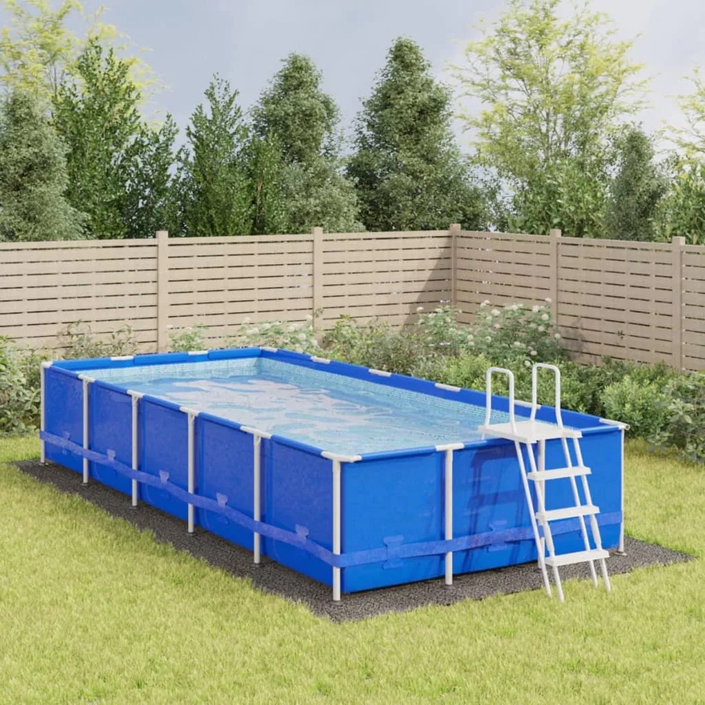 vidaXL Pano para chão de piscinas 820x420 cm poliéster geotêxtil cinza