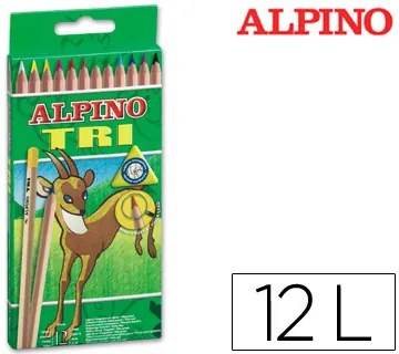 Lápis de Cores Alpino Tri Estojo de 12 Cores Sortidas