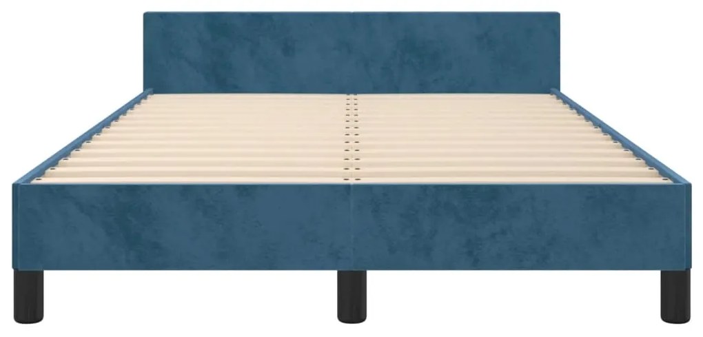 Estrutura de cama c/ cabeceira 120x190 cm veludo azul-escuro