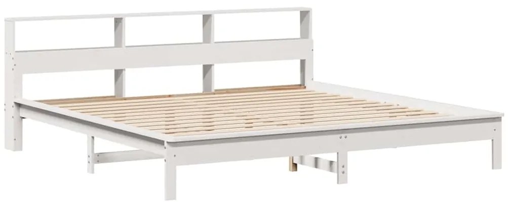 Cama com estante sem colchão 200x200 cm pinho maciço branco