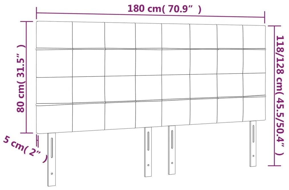 Cabeceira cama c/ LED tecido 180x5x118/128 cm cinza-acastanhado