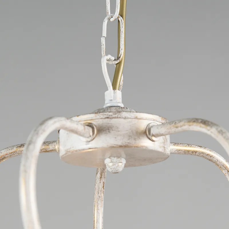 Candeeiro de candelabros antigo creme com dourado 5 luzes - Como 5