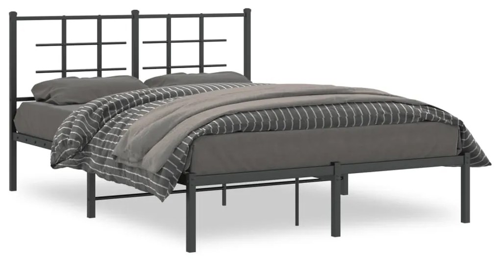 vidaXL Estrutura de cama com cabeceira 140x190 cm metal preto