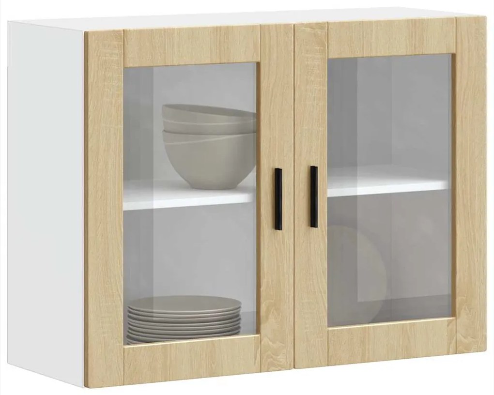 vidaXL Armário de parede de cozinha porta vidro Porto carvalho sonoma