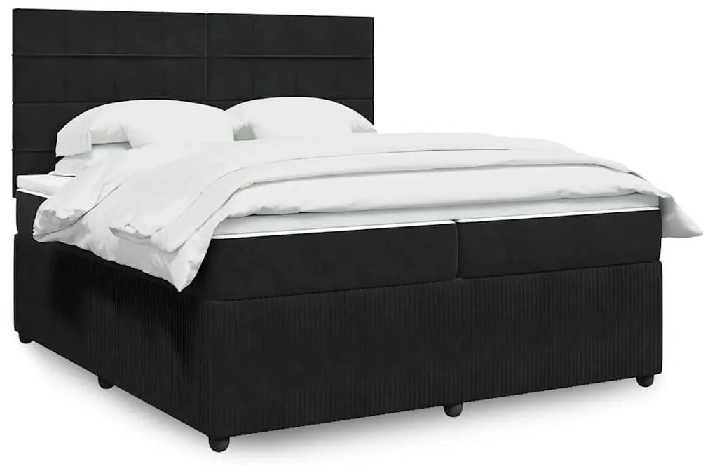 vidaXL Cama com molas/colchão 200x200 cm veludo preto