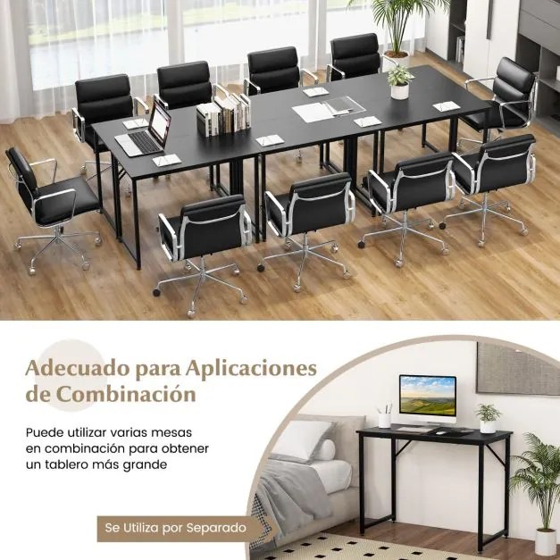 Secretária para PC com estrutura metálica robusta Almofadas ajustáveis Secretária compacta para escritório 100 x 50 x 50 x 77 cm Preto