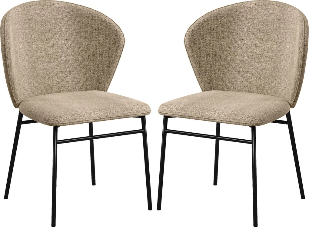 Conjunto de 2 cadeiras de sala de jantar (MESA NÃO INCLUIDA) com assento estofado em tecido com efeito de linho, pés de aço estáveis, design moderno,