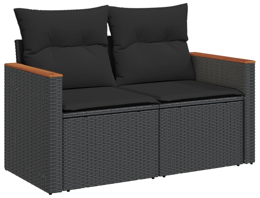 Conjunto de Sofás Jardim de 11 Peças com Almofadas Preto de Rattan Pol