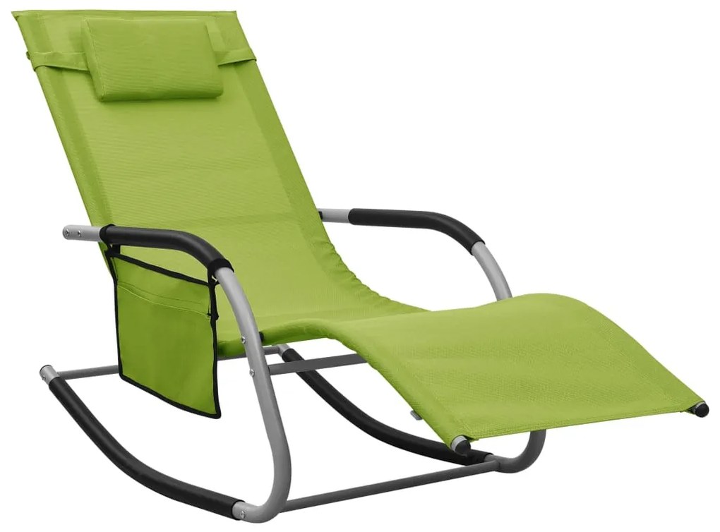 vidaXL Espreguiçadeira textilene verde e cinzento