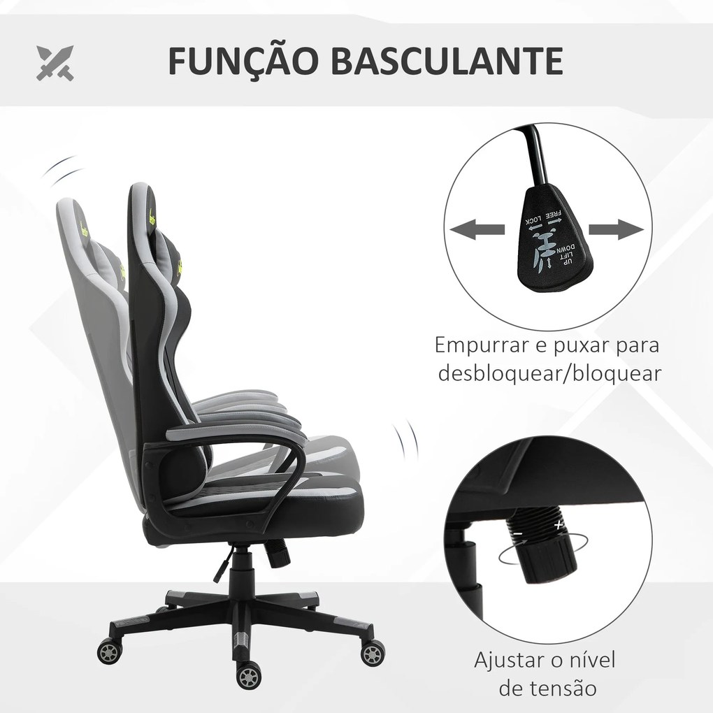 Vinsetto Cadeira Gaming Cadeira de Escritório Ergonómica com Altura Re