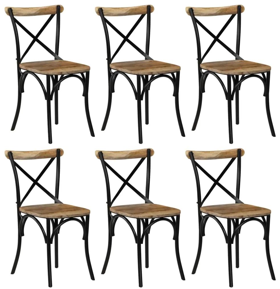 Cadeiras costas em cruz 6 pcs madeira mangueira maciça preto