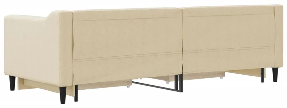 Sofá-cama com gavetão e gavetas 80x200 cm tecido cor creme