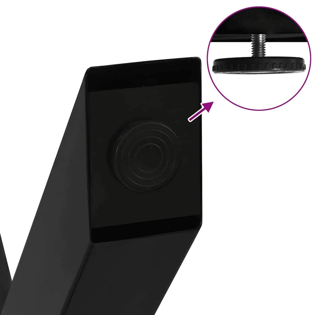 Pés para mesa de centro em formato de X, 2 peças, preto, 60x(30-31) cm