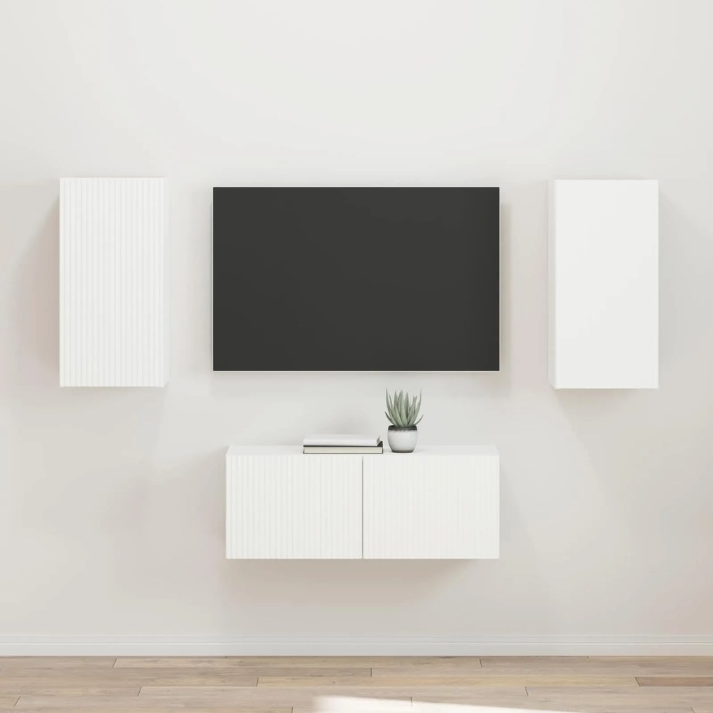 vidaXL Conjunto de móvel de TV 2 pcs Branco Madeira processada
