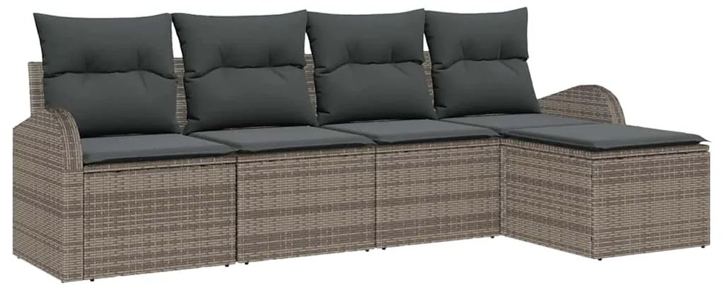 Conjunto de Sofá de Jardim vidaXL de 5 peças com Almofadas Cinza Polir