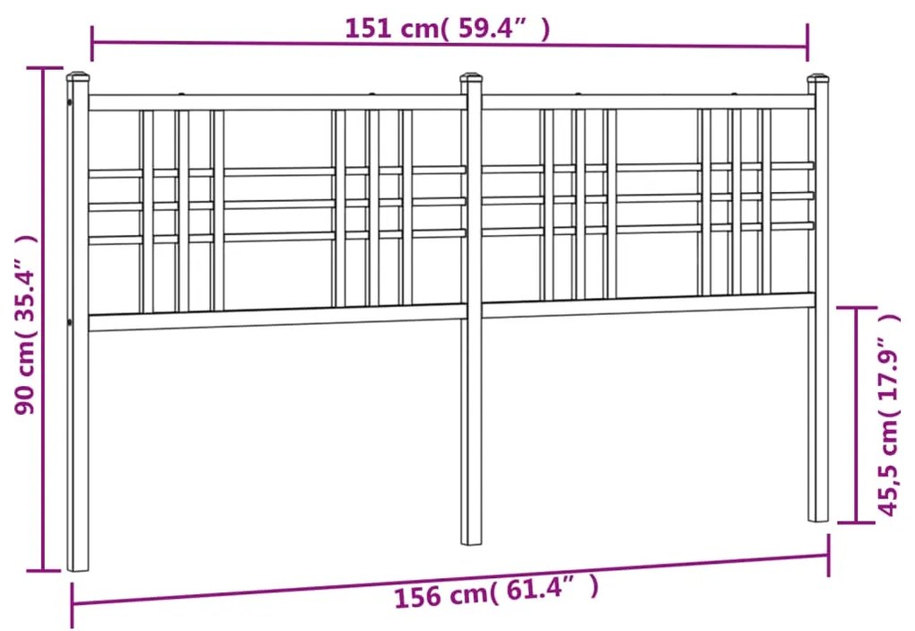 Cabeceira de cama 150 cm metal branco