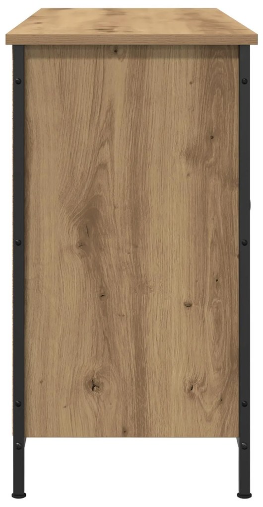 Armário de TV vidaXL Preto Carvalho 101x35x65 cm Madeira Ing. e Aço