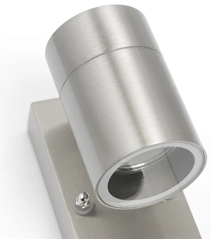 Candeeiro de parede exterior em aço IP44 com sensor de movimento - Solo