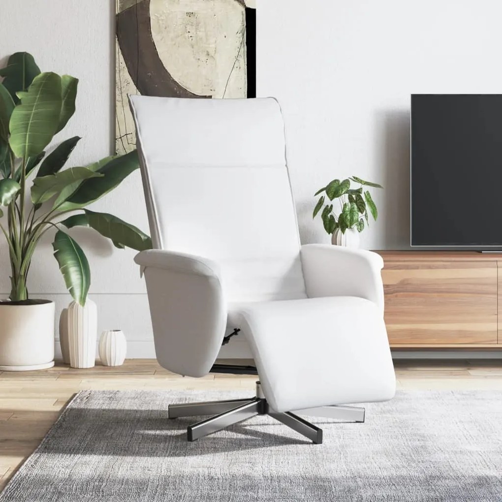 vidaXL Cadeira reclinável com apoio de pés couro artificial branco