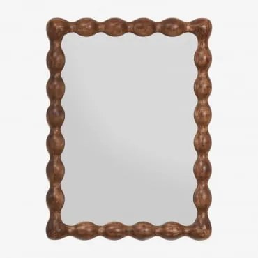 Espelho De Parede Retangular Em Madeira De Manga Tessaia Madeira De Cabo Escuro & 60 X 80 Cm - Sklum