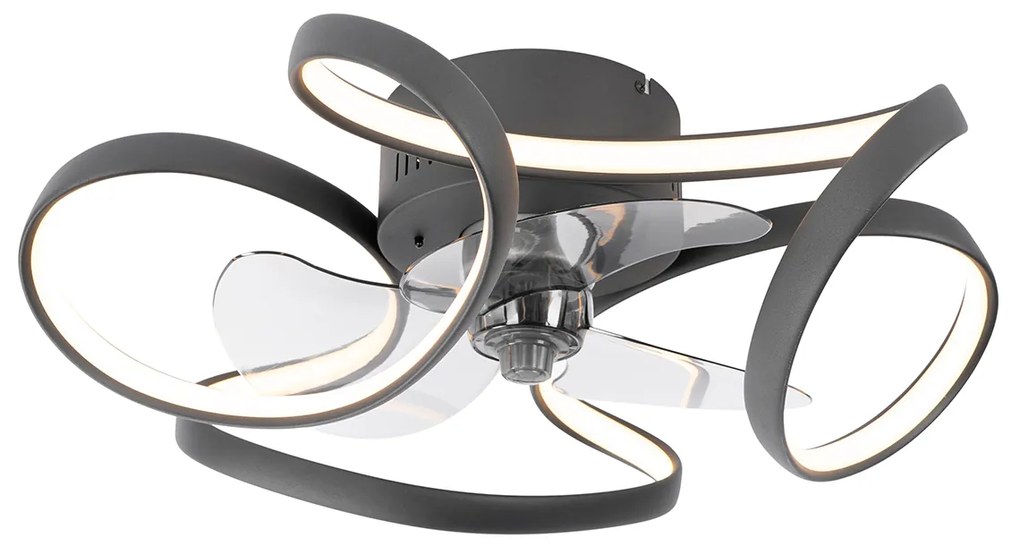 Ventilador de teto preto 55cm incl. LED regulável com controle remoto - Mandy