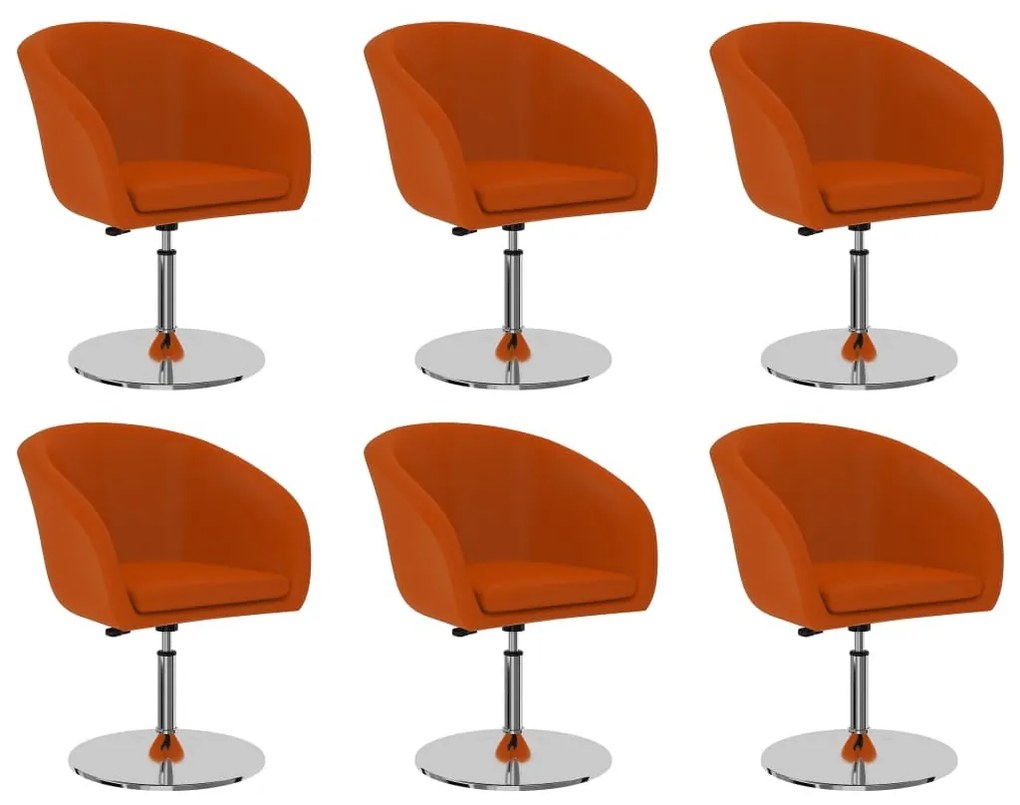 Cadeiras de jantar 6 pcs couro artificial laranja