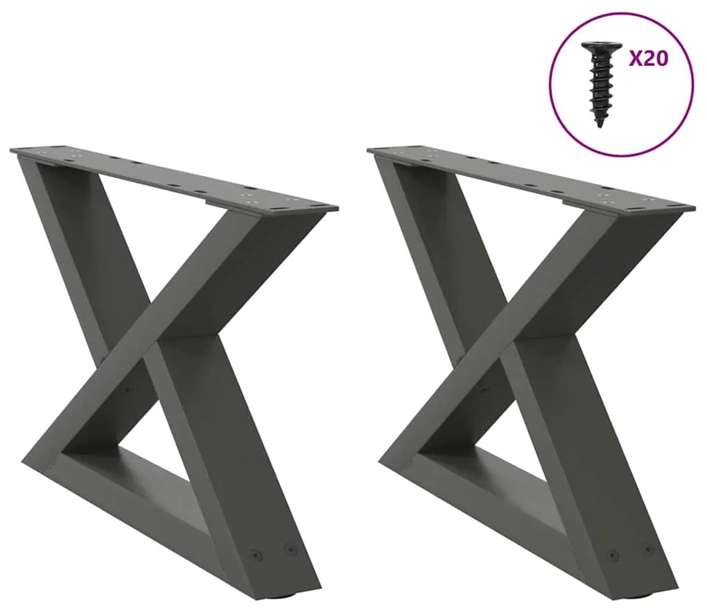 vidaXL Pés para mesa de centro 2 peças antracite 50x(30-31,3) cm aço