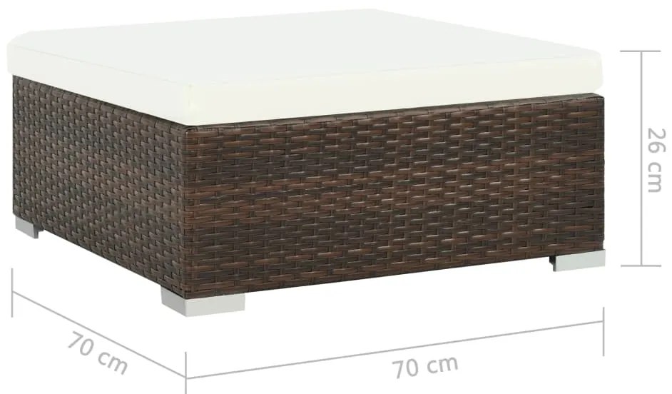 7 pcs conjunto lounge jardim c/ almofadões vime PE castanho